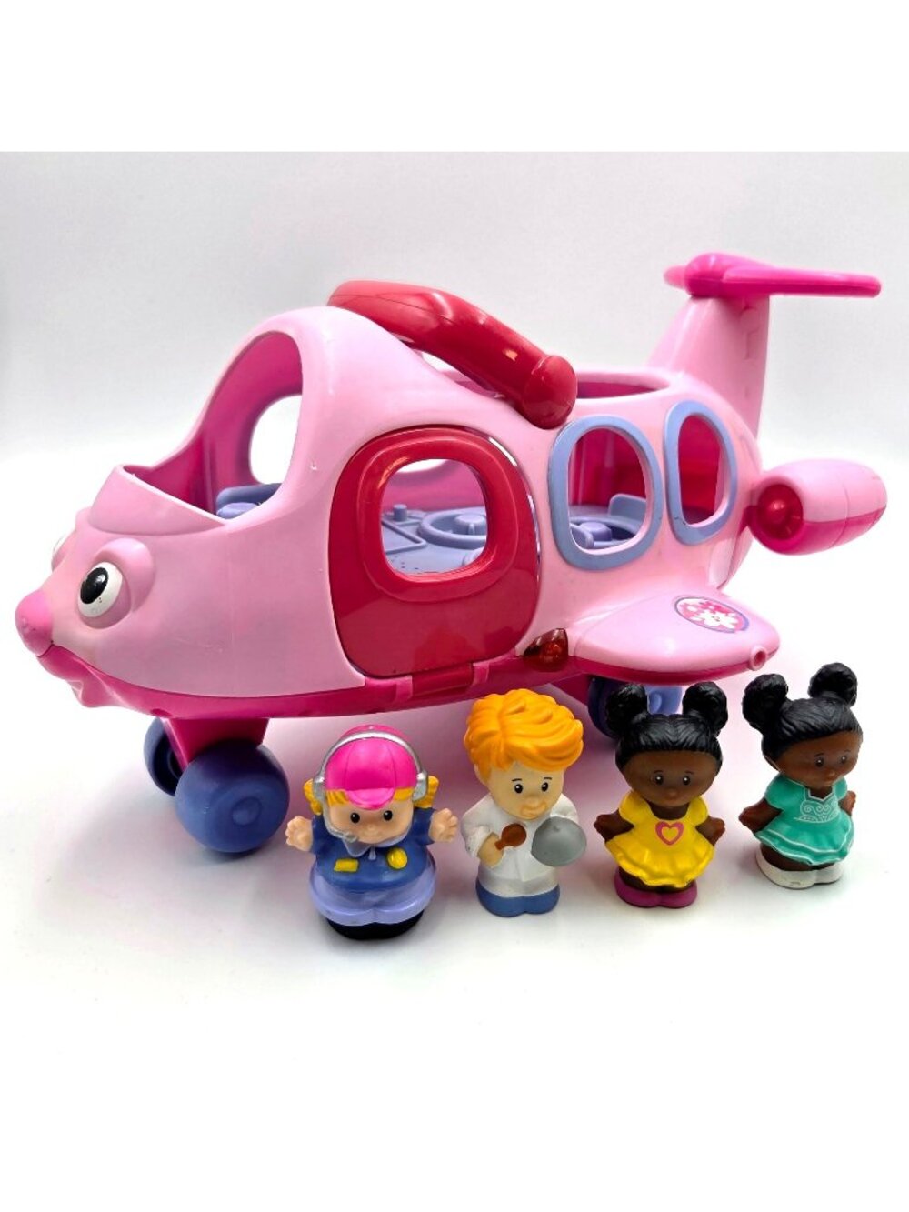 Fisher Price Little People Lil’ Movers Airplane Pink 4 Figures Sounds Music Read